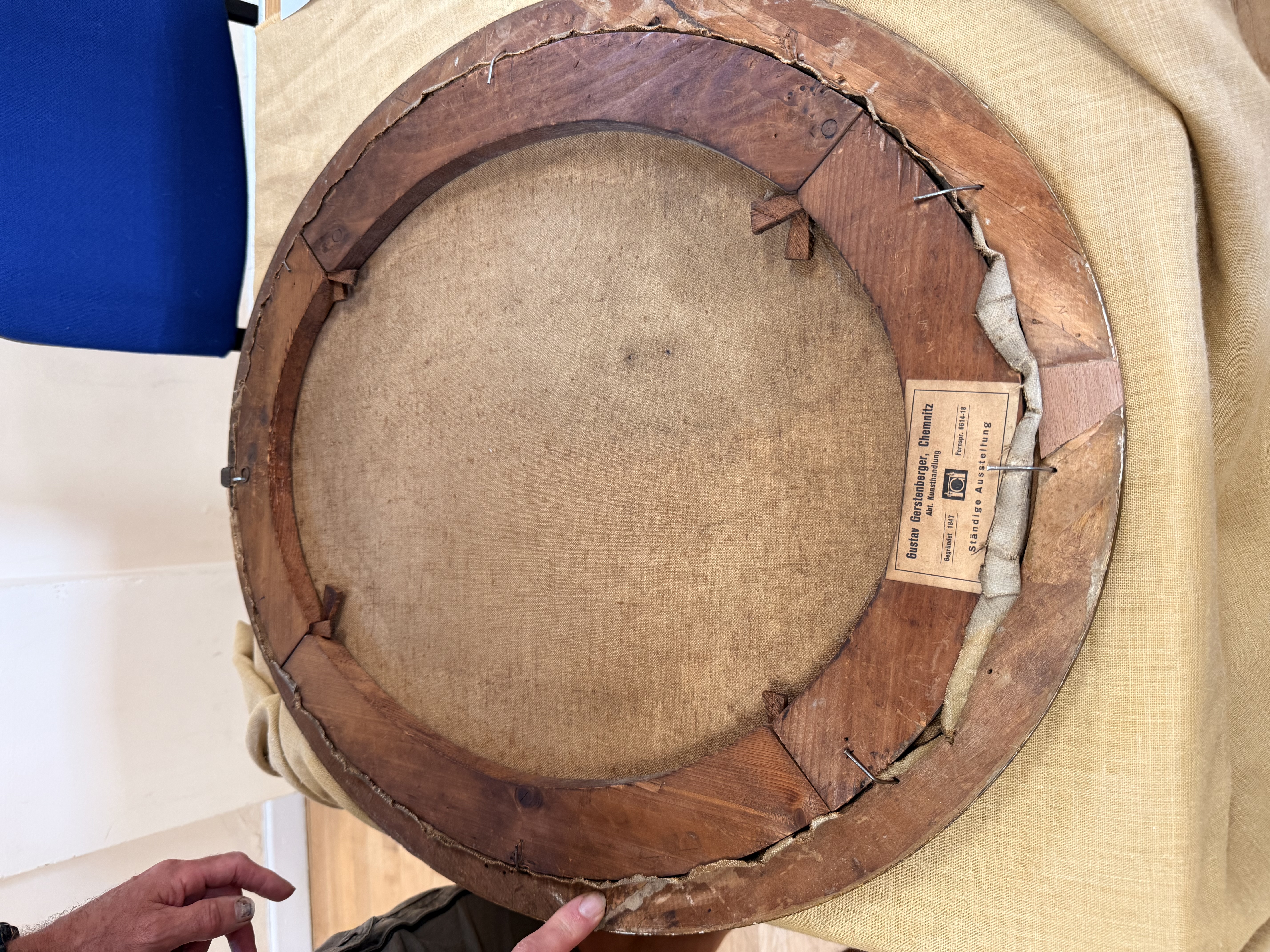 Oval picture frame - back view