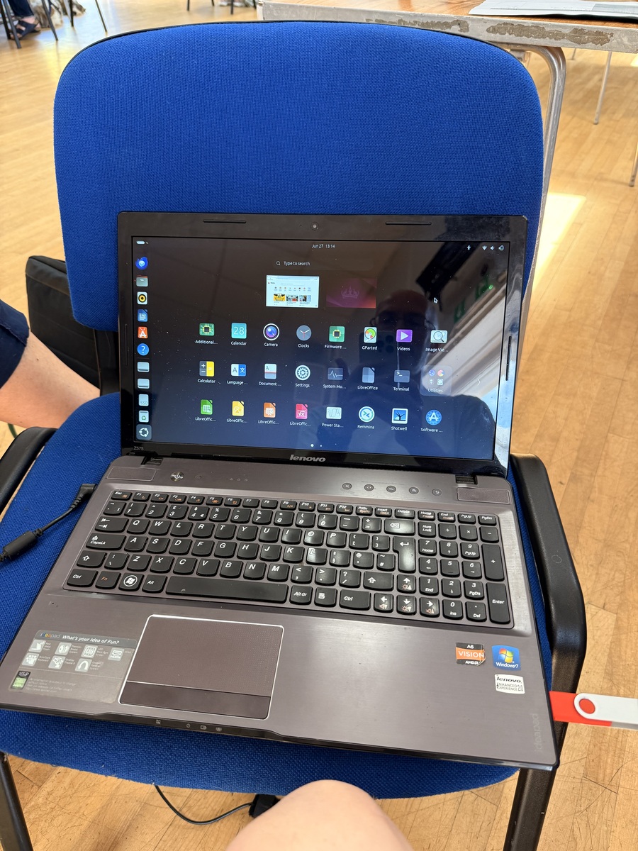 A laptop being worked on at Tregony Repair Café