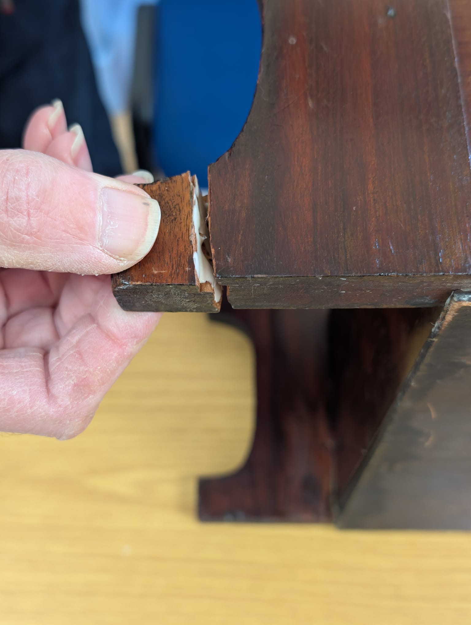 Wood gluing in progress