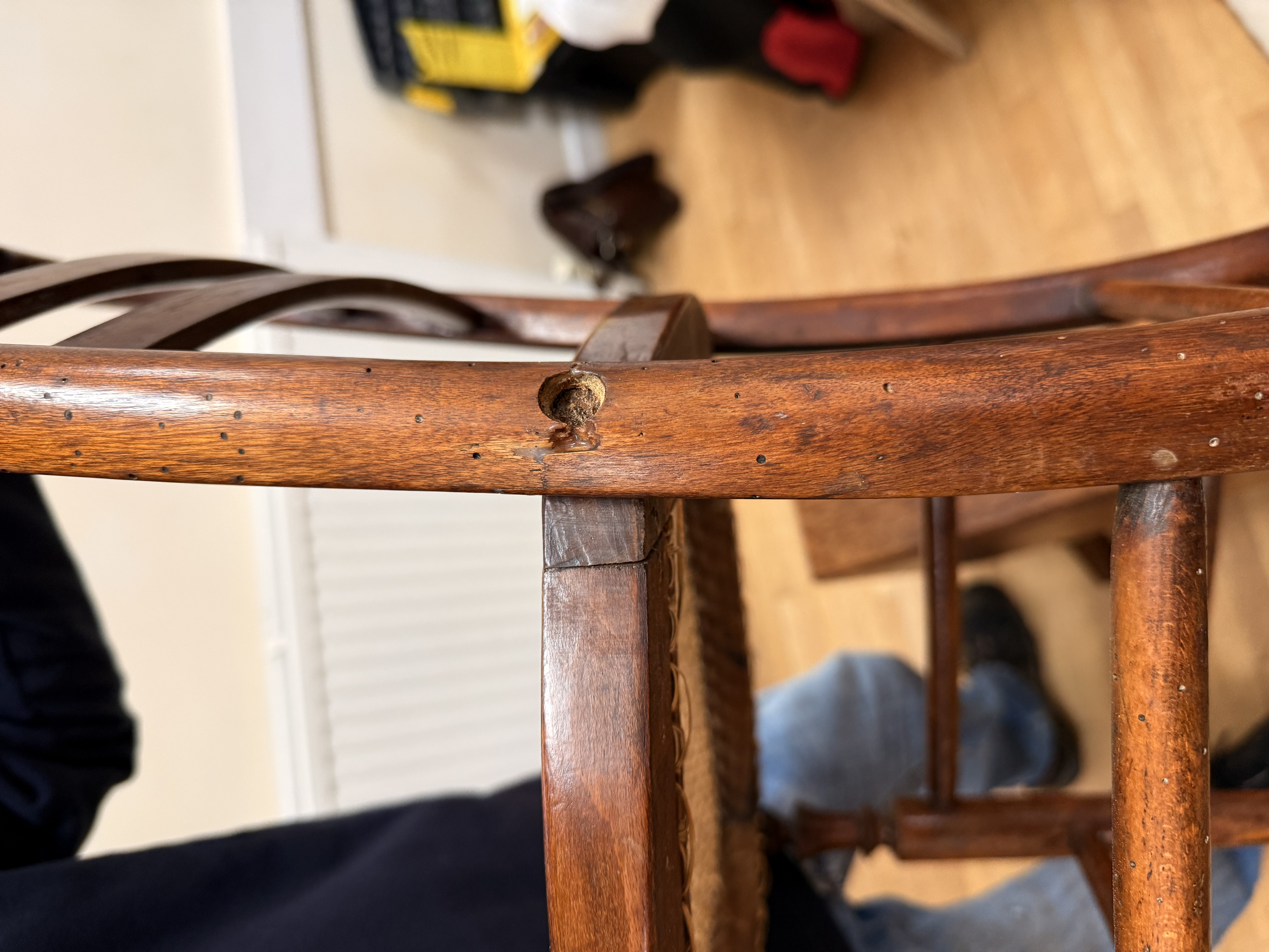 Wooden chair repair complete